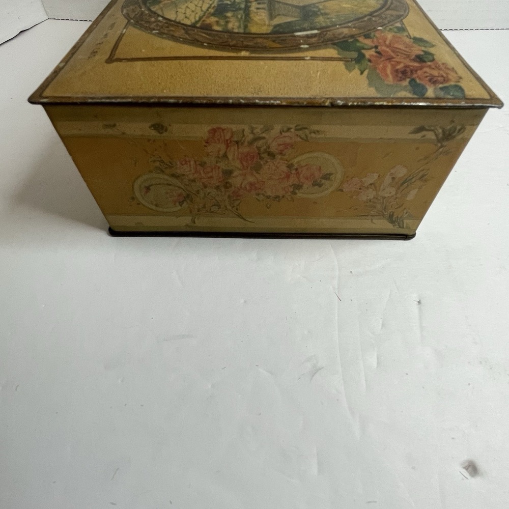 Art Nouveau Vassar Chocolates For Mother Dear Tin Canco VTG Cottage Roses Metal - Picture 7 of 13